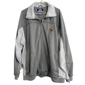 Reebok NFL Equipment Minnesota Vikings Track Jacket Mens 2XL Grey Full Zip Logo